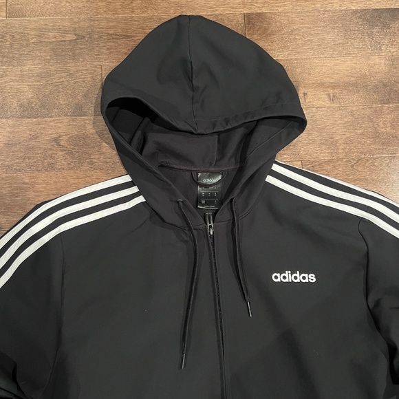 Adidas 3-Stripes Full-Zip Hoodie Jacket – Black (Men’s Medium) - Picture 2 of 5